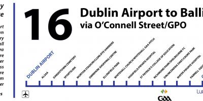 Autobuzul 16 Dublin arată hartă