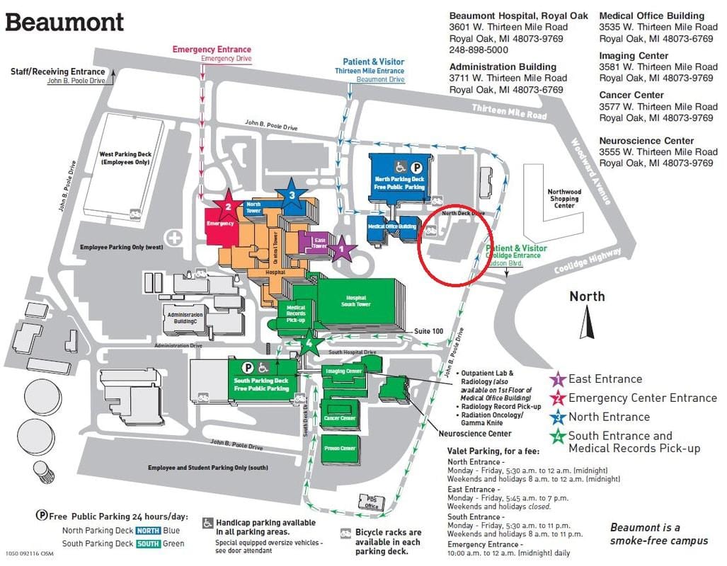 harta de Beaumont hospital