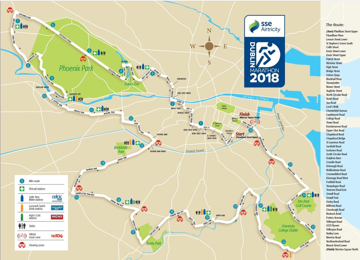 Dublin city marathon harta rutelor