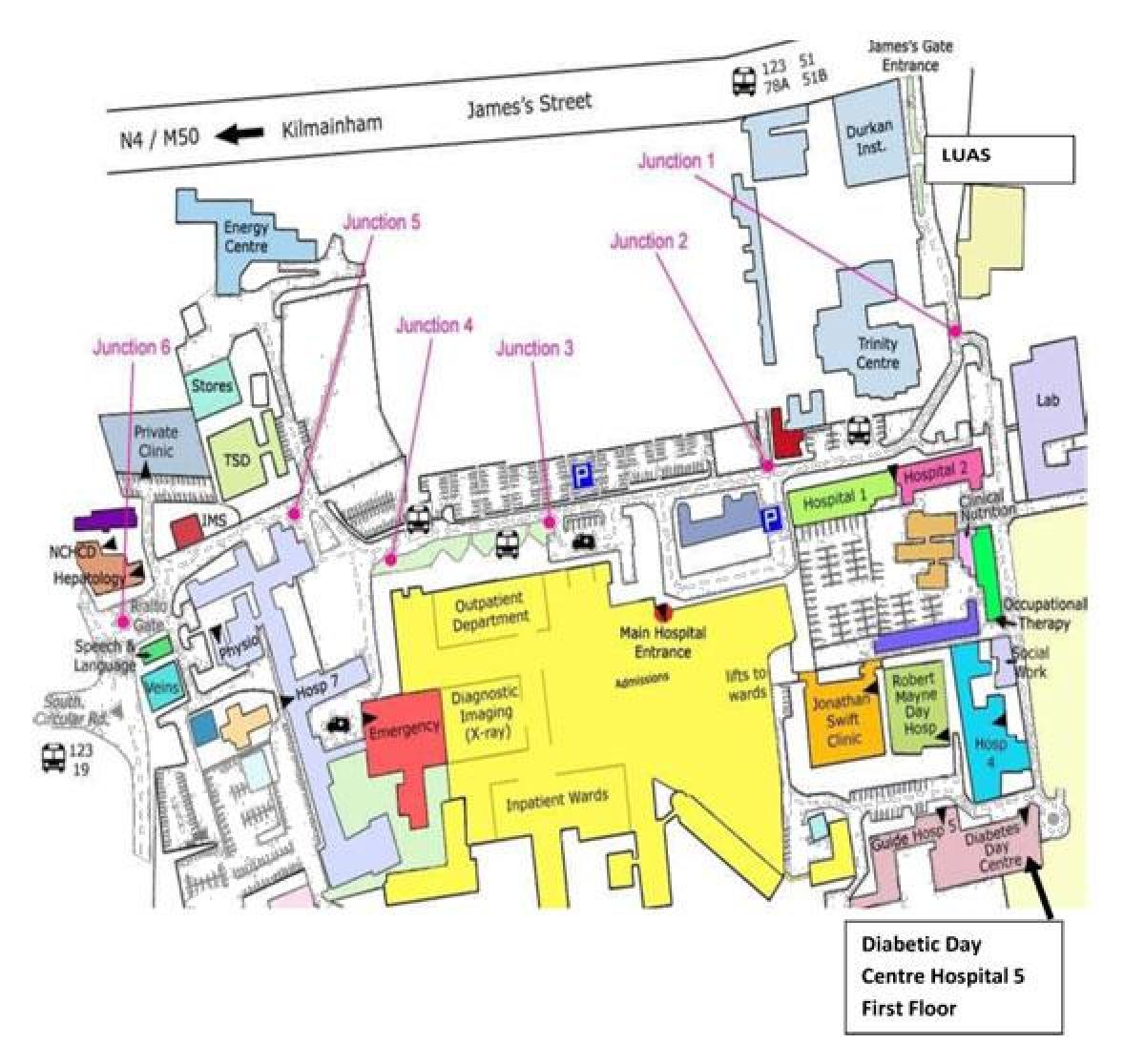 St James spital Dublin arată hartă
