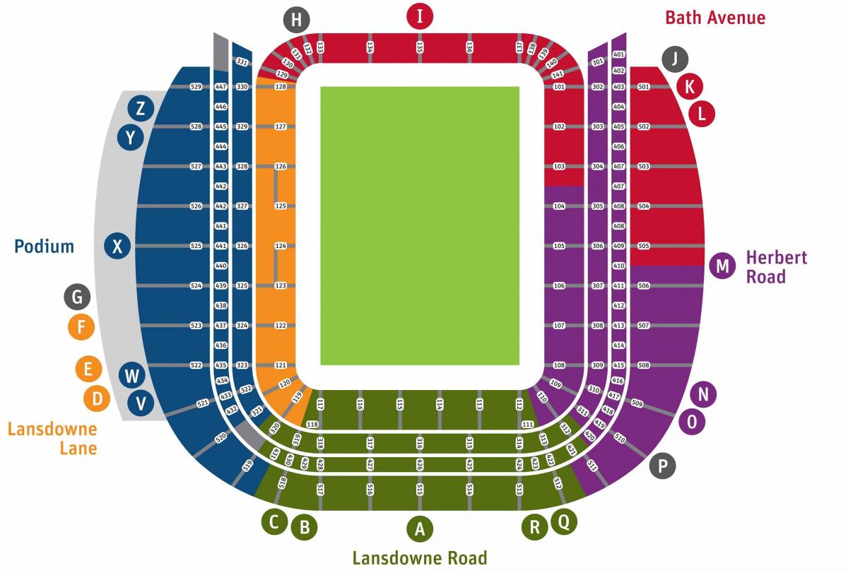 Stadionul Aviva scaun hartă