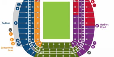 Stadionul Aviva scaun hartă